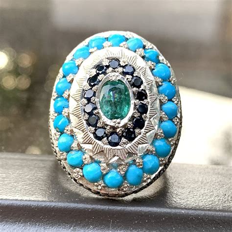 Vintage Style Natural Persian Turquoise Ring 20 Turquoise