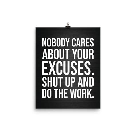 No Excuses Gym Poster Motivational Prints T For Bodybuilding Weightlifting Powerlifting