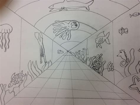 One Point Perspective Aquarium This Week At Art Club