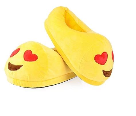 Emoticon Heart Eye Indoor Plush Slippers Funny Presents Presents For Girls Emoticon Emoji