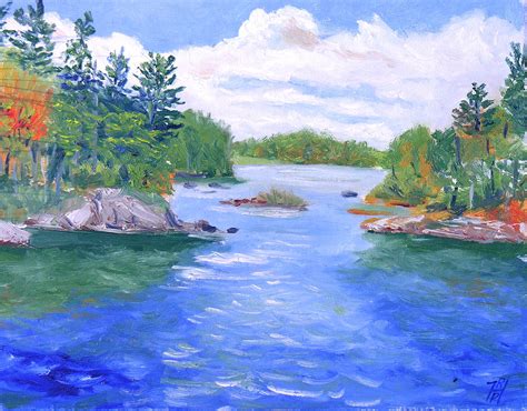 St Lawrence River View From Waterson State Park Painting By Robert P Hedden