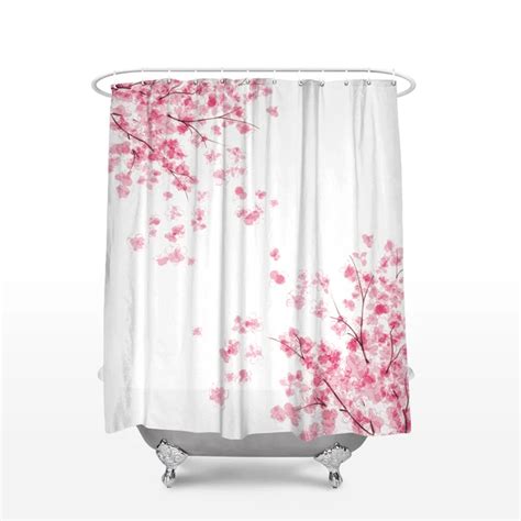 Fabric Shower Curtain Japanese Cherry Sakura Flowers Blossoms Home Decor Bathroom Accessories