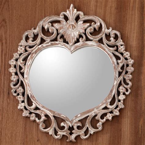 Unicef Market Hand Carved Wood Heart Shaped Wall Mirror From
