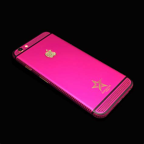 Maybe you would like to learn more about one of these? iPhone 6 Hot pink edition embelished with black swarvoski crystals | Superstar Phones