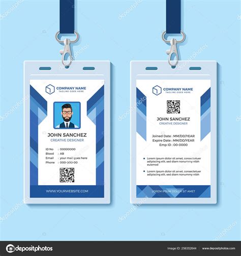 Blue Employee Id Card Design Template Stock Vector By ©bonezboyz 256352644