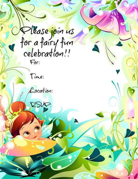 Free Printable Fairy Birthday Party Invitations

