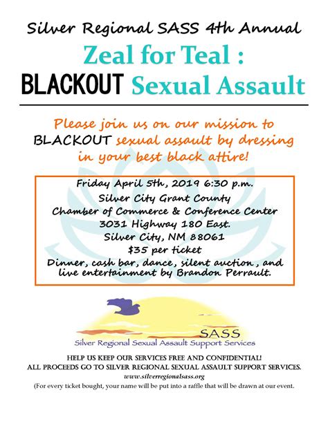 4th Annual Zeal For Teal Black Out Sexual Assault Silver Regional Sexual Assault Support Services