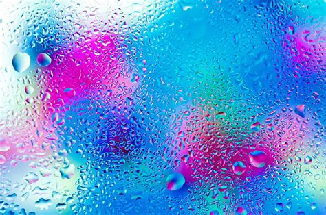 Coloured Rain Drops Bright Glass Light Rainbow Water Hd