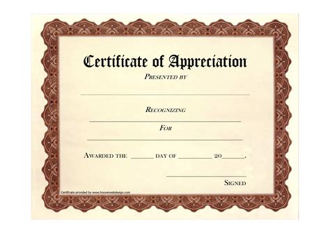 Certificate Of Appreciation Template Free Printable