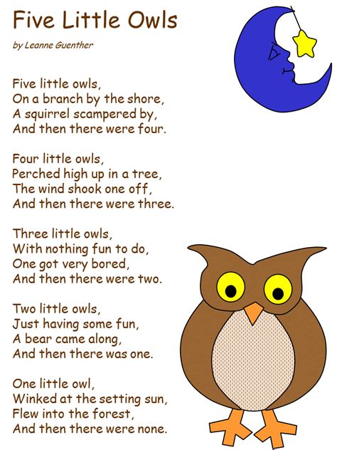 Owl Poem Preschool Songs Pinterest Rhyming Word Books And Songs