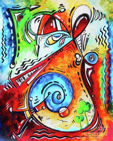 Abstract Art Whimsical Seuss Like Happy Whimsical Original Painting