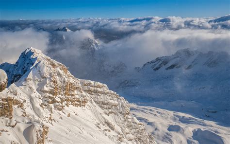 Download Wallpaper 3840x2400 Mountains Peaks Snow Clouds Landscape