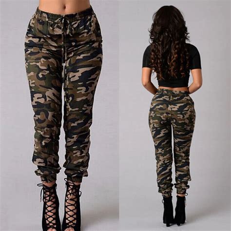 2019 new stylish women camouflage pants camo cargo joggers military army harem trousers in two