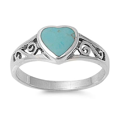 Sterling Silver Women S Simulated Turquoise Celtic Heart Ring Sizes