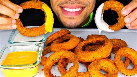 Asmr Crunchy Fried Onion Rings No Talking With Cheese Ranch Sauce