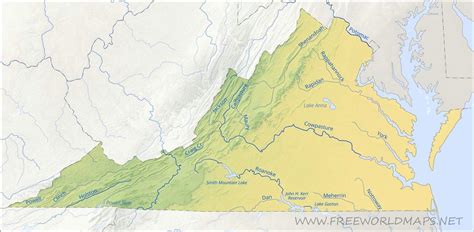 Physical Map Of Virginia