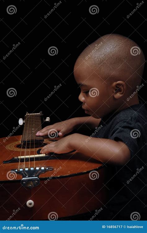 African American Boy Play Guitar Stock Image Image Of Color American