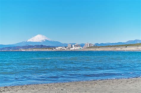 Chigasaki Beach And Mount Fuji Stock Photo Download Image Now Blue