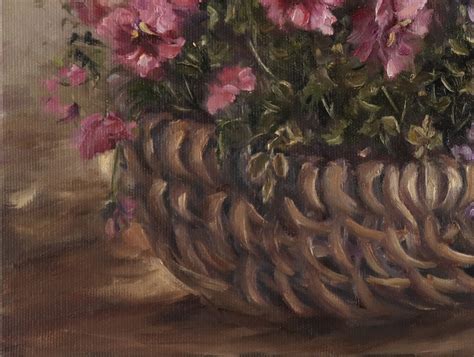 Flower Oil Painting On Canvas Floral Art Flowers In Basket Etsy