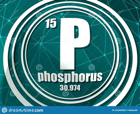 Sign Of Phosphorus With Atomic Number And Atomic Weight Stock