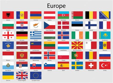 Premium Vector Set Of Flags European Countries All Europe Flag Collection
