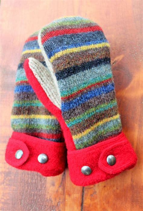 Handmade Upcycled Wool Mitten Womensadolescent Size S Or Etsy