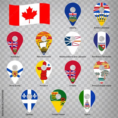 Thirteen Flags The Provinces Of Canada Alphabetical Order With Name