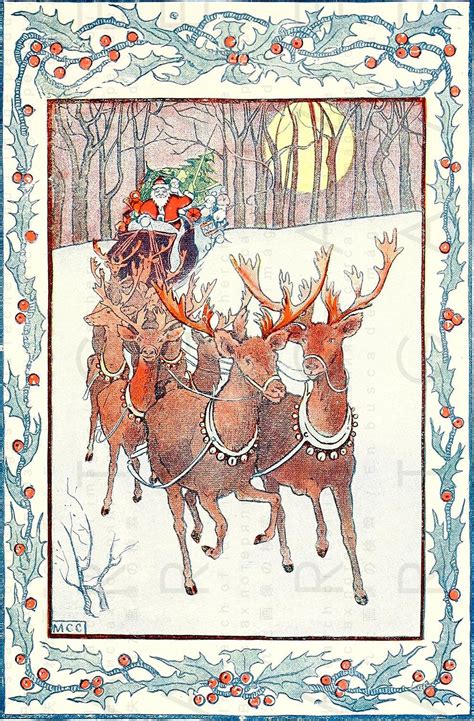 Check spelling or type a new query. SANTA & His Reindeer Sledge Old Fashioned Christmas Card ...