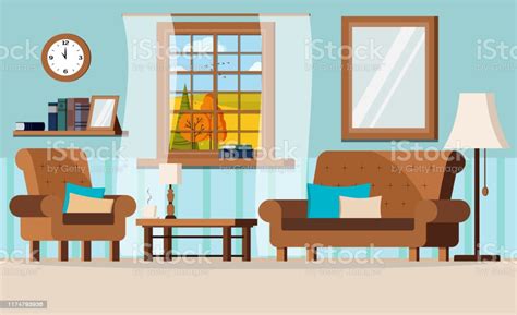 Find cartoon living room stock images in hd and millions of other royalty free stock photos illustrations and vectors in the shutterstock collection. Cartoon Flat Design Vector Illustration Of Cozy Living Room With Furniture And Window View Of ...