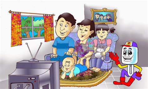 Gambar Kartun Keluarga Nonton Tv Adzka