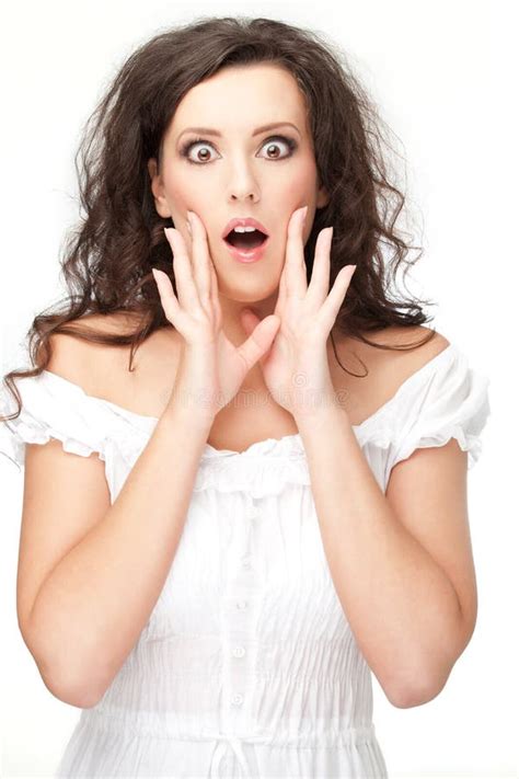 Beautiful Brunette Surprised Stock Image Image Of Expression Person