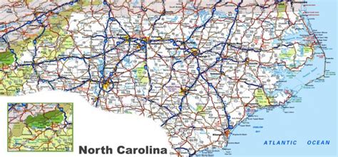 North Carolina Road Map Printable Map Of North Carolina Cities