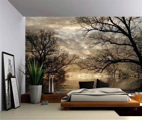 Autumn Tree Forest Lake Large Wall Mural Self Adhesive Etsy Large