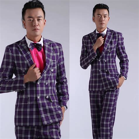 Purple Plaid Suits Suit Mens Clothing In Suits From Mens Clothing On