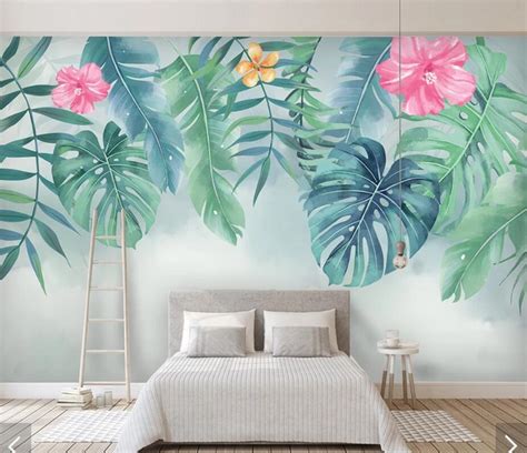 Tropical Leaves Flower Wall Paper Photo Murals Wallpaper Printed Photo