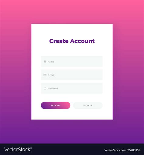 Create Account Login Form For Website Or App Vector Image