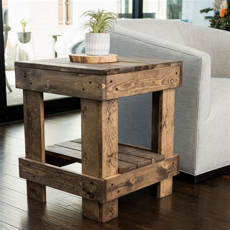 Woven Paths Pine Wood Farmhouse Living Room End Table With Storage Shelf Light Brown Walmart