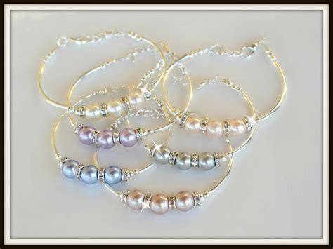 Pearl Bangle Bracelet Bridal Jewelry Mothers Gifts Etsy