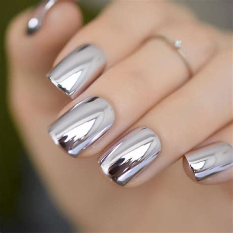 25 best square nail designs to copy in 2023 metallic nails chrome nail art metallic nails design