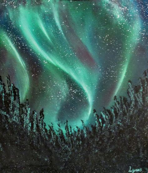 Enchanting Aurora Borealis Forest Painting