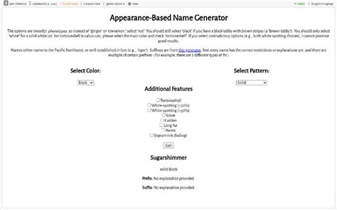 Appearance Based Name Generator ― Perchance