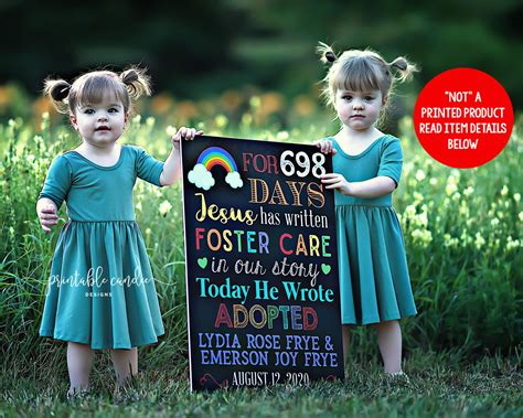 Adoption Announcement Sign Digital Chalkboard Adopted Rainbow Etsy
