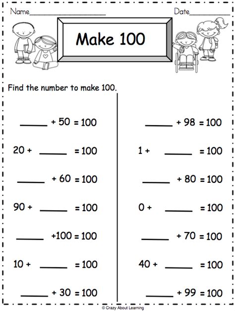 Addition Math Worksheet Make 100 Made By Teachers 2nd Grade Math