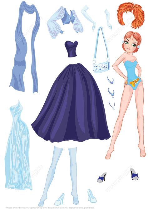 Young Woman Paper Doll With Elegant Evening Wear Free Printable