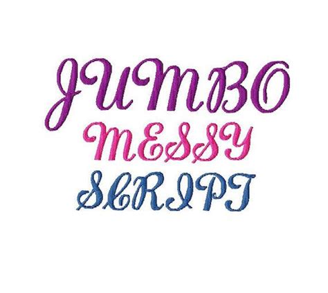 Jumbo Messy Script Machine Embroidery Font Sizes Etsy Embroidery