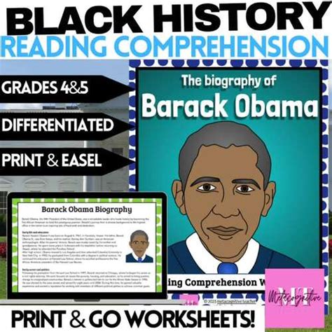 Barack Obama Biography Differentiated Grade 4 And 5 Comprehension Worksheets