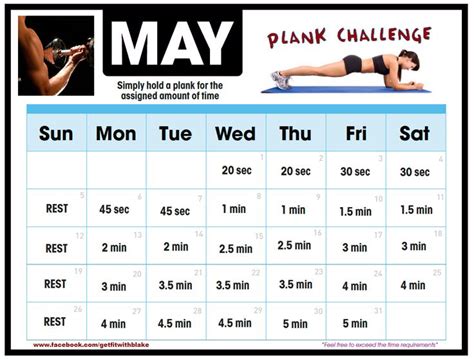One Month Plank Challenge Plank Challenge Plank Workout Workout For