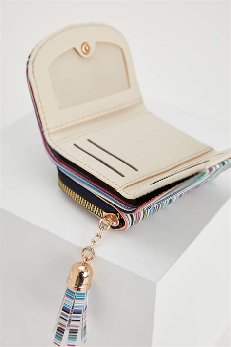 Mixed Color Woman Small Thin Striped Zip Wallet 1894883 Defacto