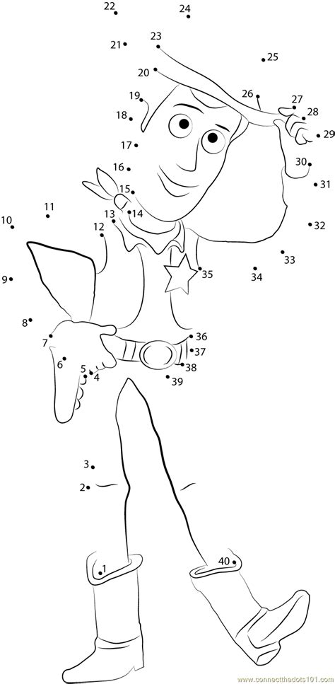Sheriff Woody A Cowboy Dot To Dot Printable Worksheet Connect The Dots