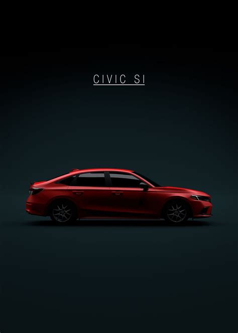 Honda Civic Si 2022 Red Poster By 21 Mxm Displate